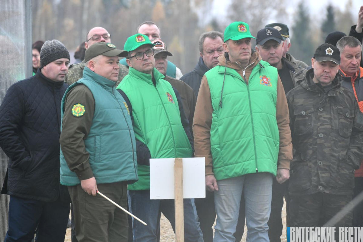 Работники облисполкома во главе с председателем Александром Субботиным знакомятся с работой постоянного лесного питомника Витебского лесхоза.